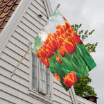 Red And Yellow Tulip Print House Flag