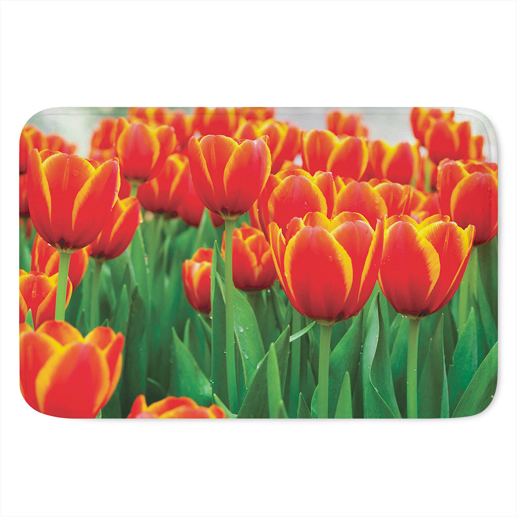 Red And Yellow Tulip Print Indoor Door Mat