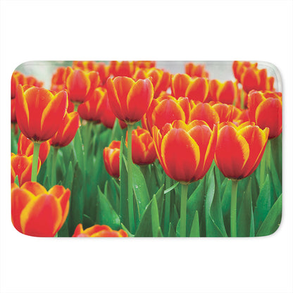 Red And Yellow Tulip Print Indoor Door Mat
