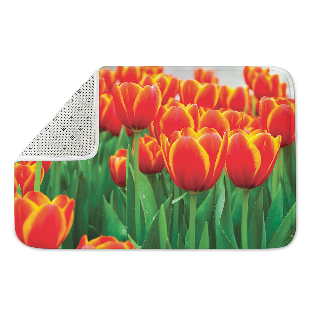 Red And Yellow Tulip Print Indoor Door Mat
