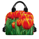 Red And Yellow Tulip Print Insulated Lunch Bag
