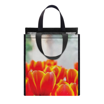 Red And Yellow Tulip Print Insulated Lunch Tote