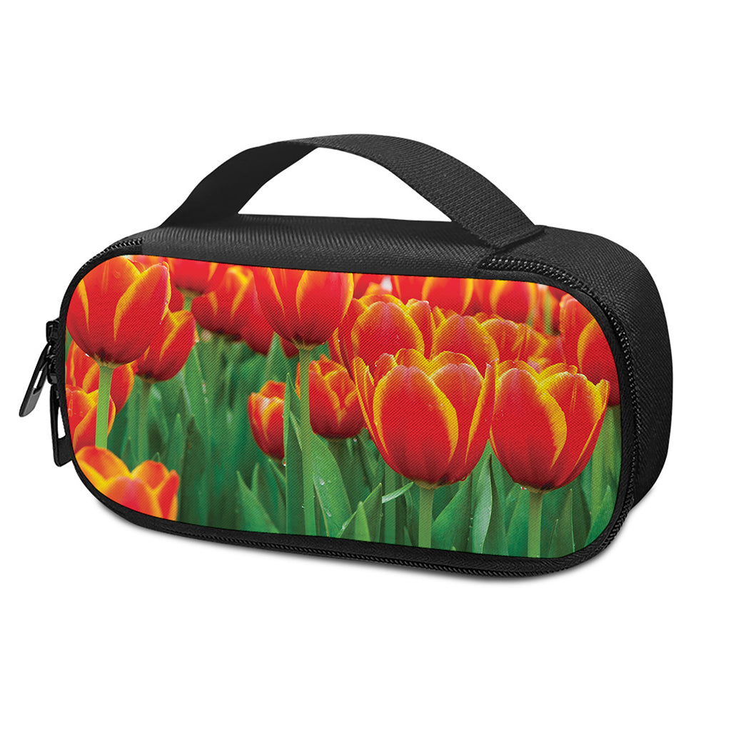 Red And Yellow Tulip Print Insulin Cooler Travel Case