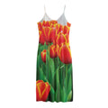 Red And Yellow Tulip Print Jersey Midi Cami Dress