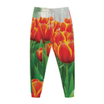 Red And Yellow Tulip Print Jogger Pants