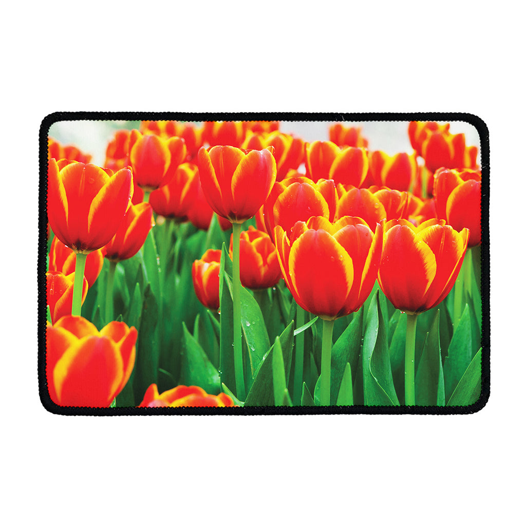 Red And Yellow Tulip Print Kitchen Mat