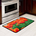 Red And Yellow Tulip Print Kitchen Mat