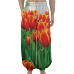 Red And Yellow Tulip Print Lantern Pants