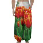 Red And Yellow Tulip Print Lantern Pants