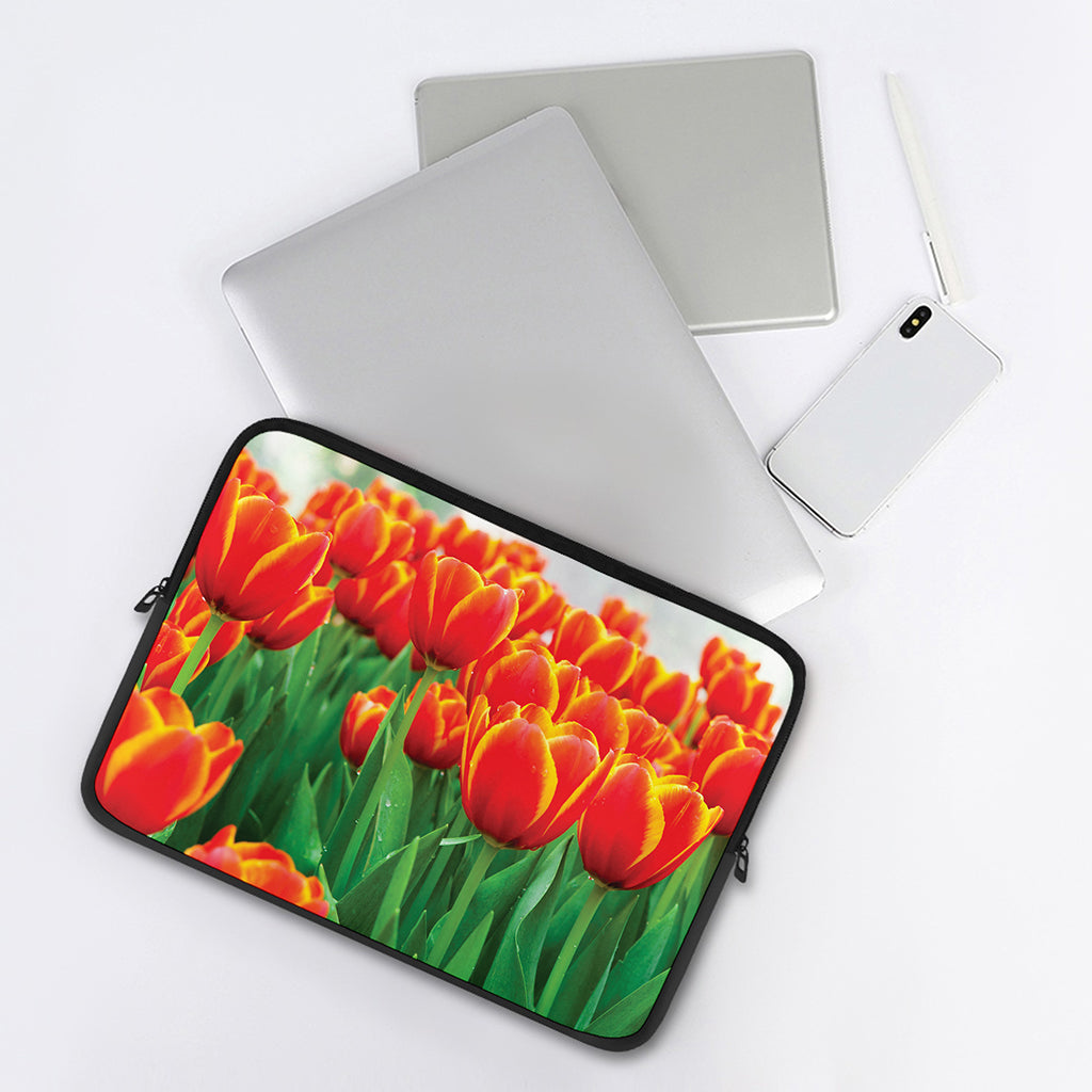 Red And Yellow Tulip Print Laptop Sleeve