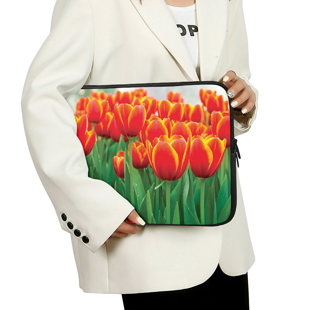 Red And Yellow Tulip Print Laptop Sleeve