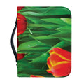 Red And Yellow Tulip Print Leather Bible Cover