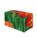 Red And Yellow Tulip Print Leather Tissue Box Cover