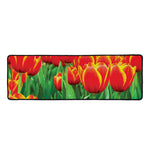 Red And Yellow Tulip Print Long Kitchen Mat