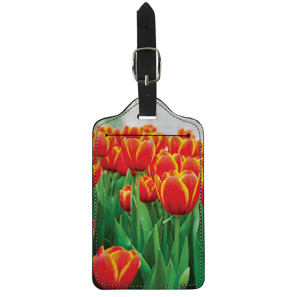 Red And Yellow Tulip Print Luggage Tag