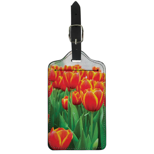 Red And Yellow Tulip Print Luggage Tag