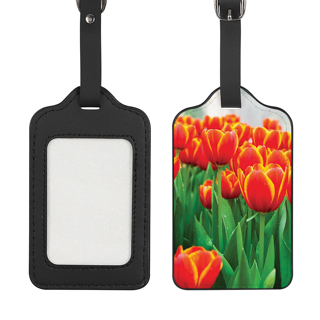 Red And Yellow Tulip Print Luggage Tag