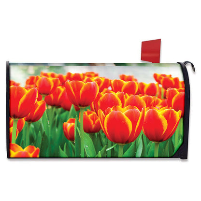 Red And Yellow Tulip Print Mailbox Cover