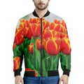 Red And Yellow Tulip Print Men's Bomber Jacket
