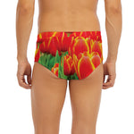 Red And Yellow Tulip Print Men's Briefs