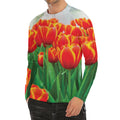 Red And Yellow Tulip Print Men's Long Sleeve Rash Guard