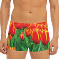 Red And Yellow Tulip Print Men's Short Boxer Briefs