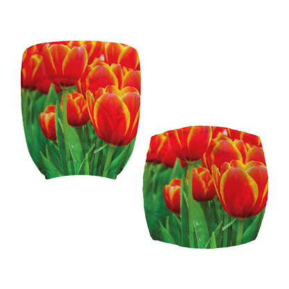 Red And Yellow Tulip Print Office Chair Cover