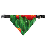 Red And Yellow Tulip Print Over The Collar Dog Bandana