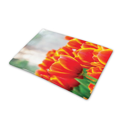Red And Yellow Tulip Print Pet Cooling Mat Cover