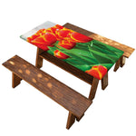 Red And Yellow Tulip Print Picnic Table Cover