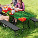 Red And Yellow Tulip Print Picnic Table Cover