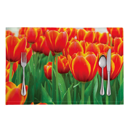 Red And Yellow Tulip Print Placemat