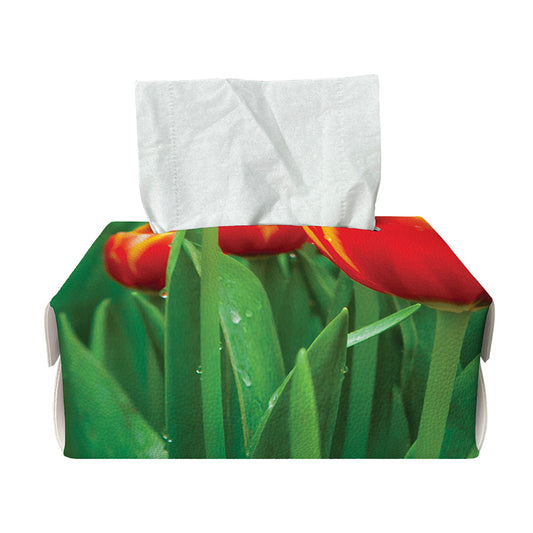 Red And Yellow Tulip Print Rectangle Tissue Box Cover