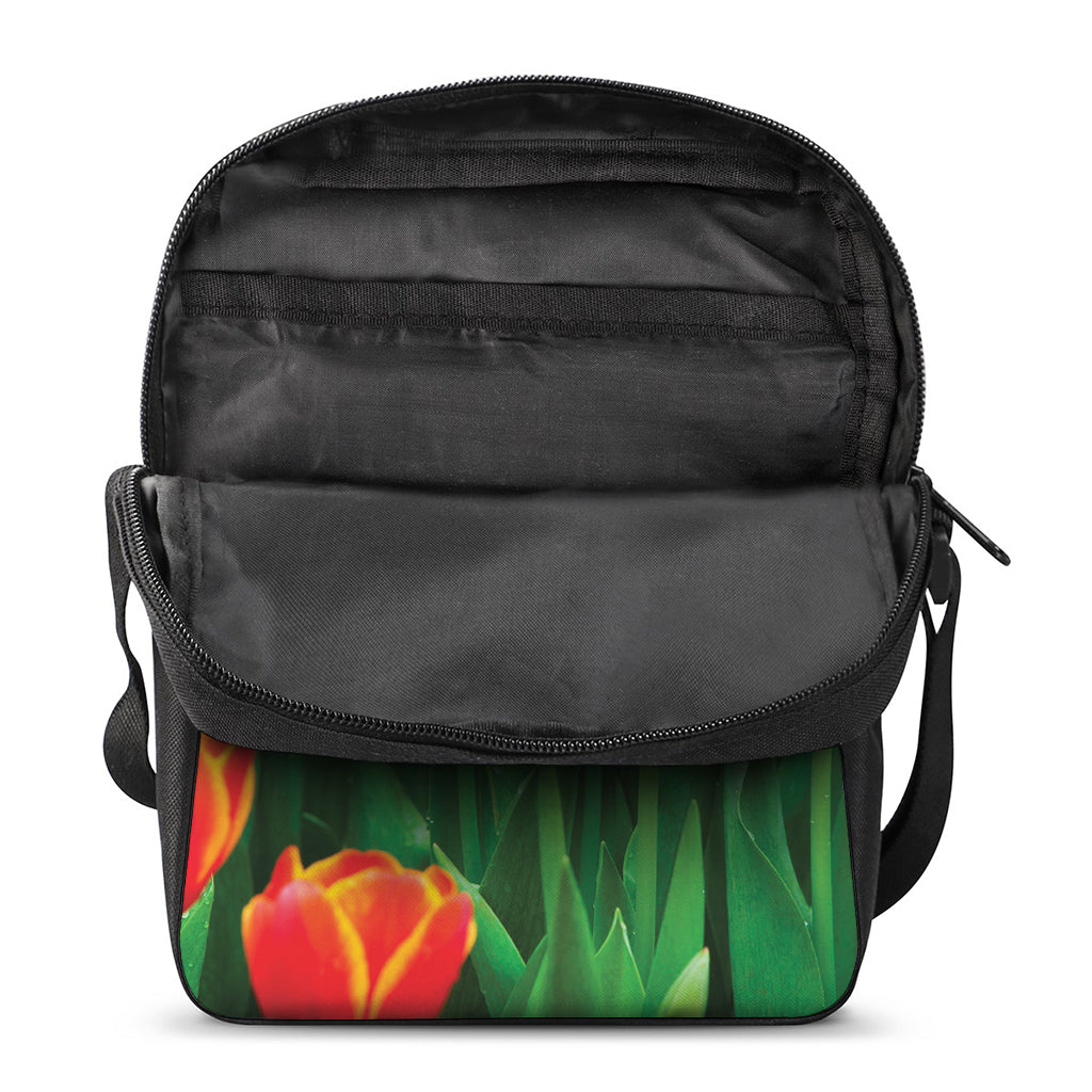 Red And Yellow Tulip Print Rectangular Crossbody Bag
