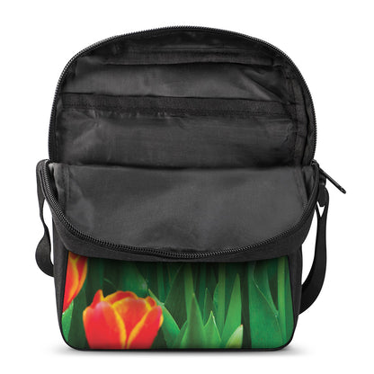 Red And Yellow Tulip Print Rectangular Crossbody Bag