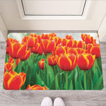 Red And Yellow Tulip Print Rubber Doormat
