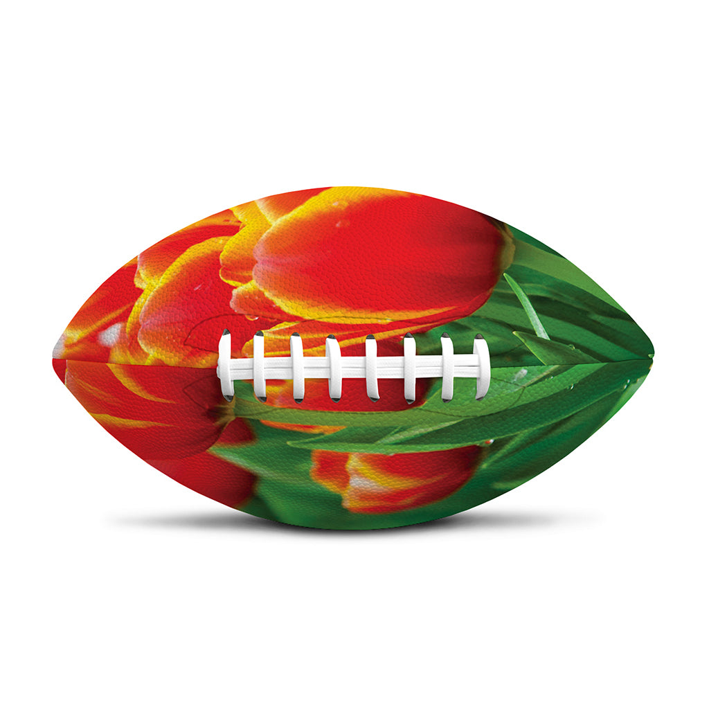 Red And Yellow Tulip Print Rugby Ball