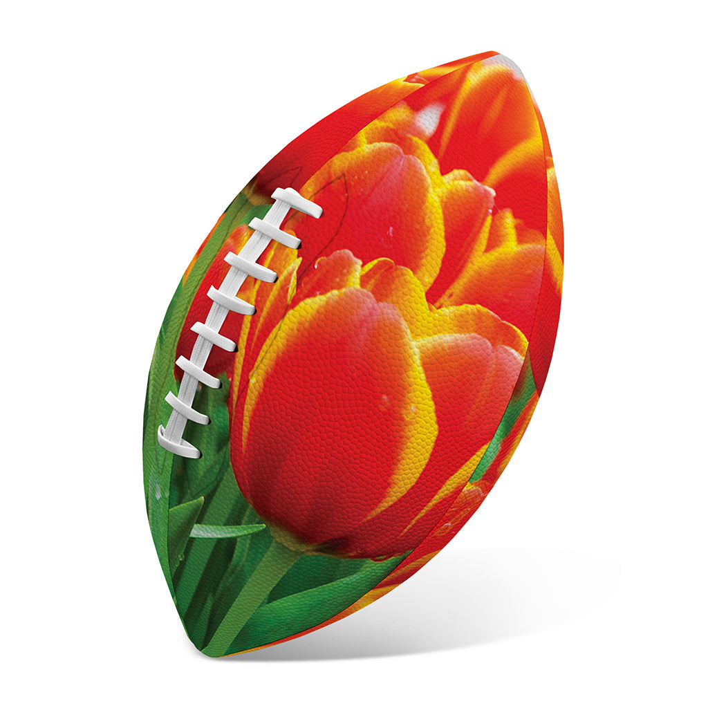 Red And Yellow Tulip Print Rugby Ball