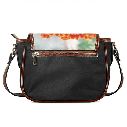 Red And Yellow Tulip Print Saddle Bag