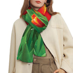 Red And Yellow Tulip Print Scarf