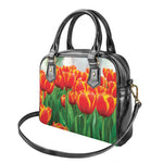 Red And Yellow Tulip Print Shoulder Handbag