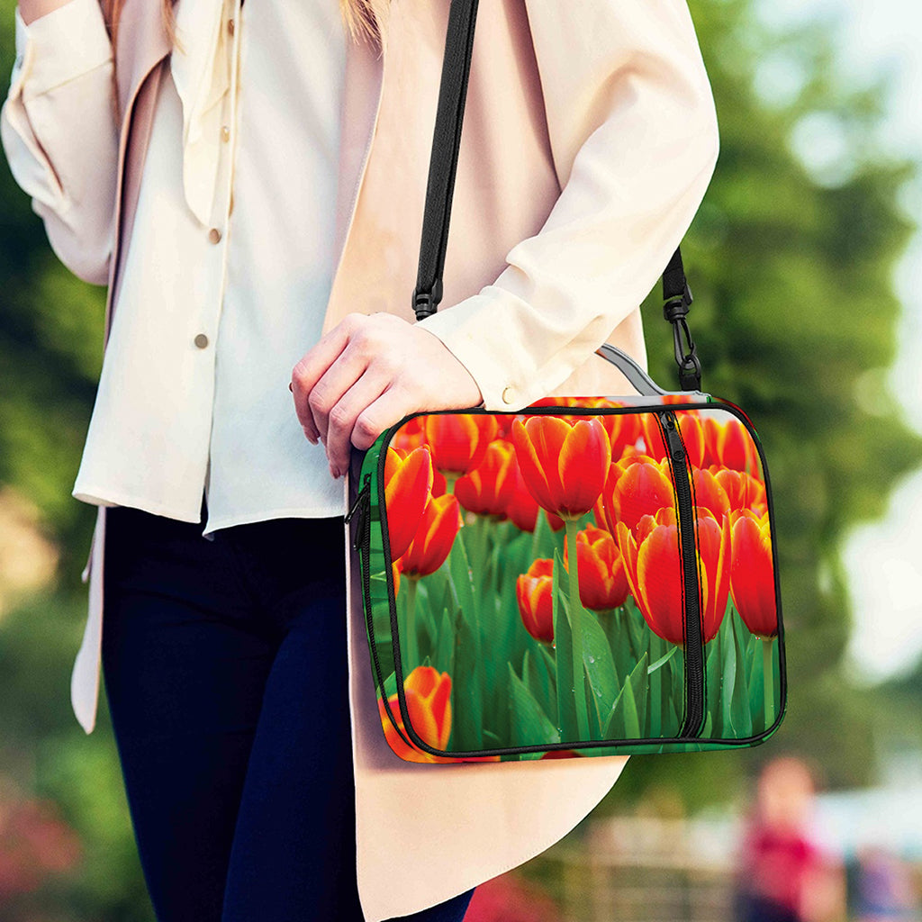 Red And Yellow Tulip Print Shoulder Strap Bible Bag