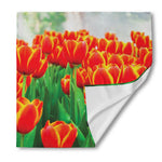 Red And Yellow Tulip Print Silk Bandana