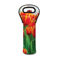 Red And Yellow Tulip Print Single Neoprene Wine Tote