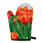 Red And Yellow Tulip Print Single Oven Mitt