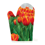 Red And Yellow Tulip Print Single Oven Mitt