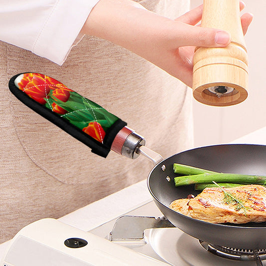 Red And Yellow Tulip Print Skillet Handle Cover