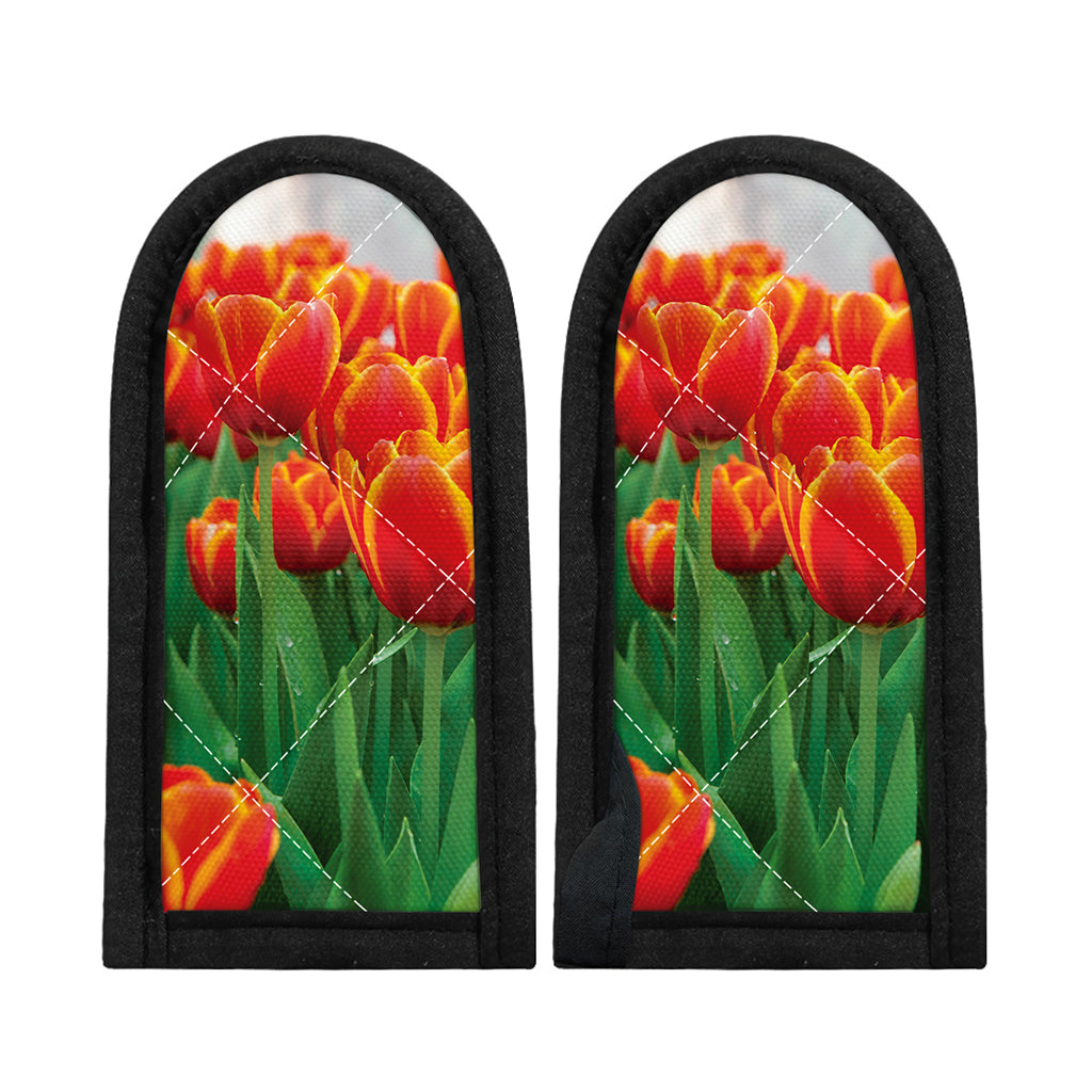 Red And Yellow Tulip Print Skillet Handle Cover