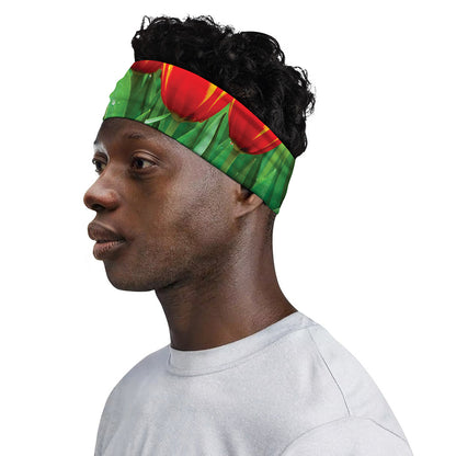 Red And Yellow Tulip Print Sports Headband