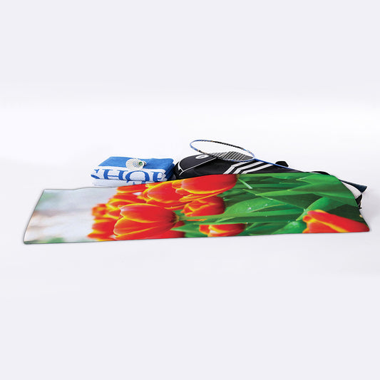 Red And Yellow Tulip Print Sports Towel